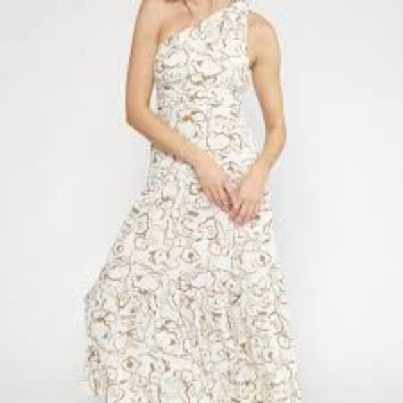 Entro One-Shoulder Midi Dress with Abstract Floral Print – Size M - Picture 3 of 4